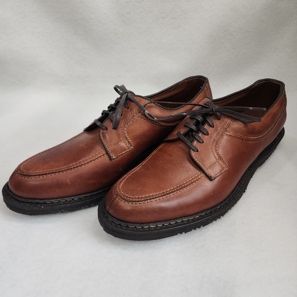 Allen Edmonds Wilbert Mens 10 Oxford Brown Leather Lace Up Split Toe Dress Shoes